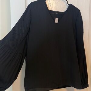 Ann Taylor Chiffon V Neck Blouse Black XL